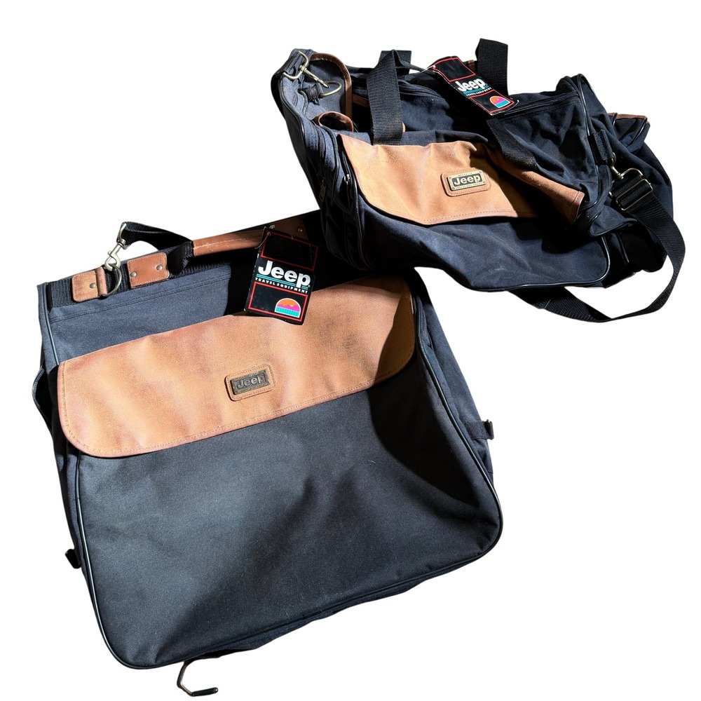 Jeep Travel Luggage Duffel Garment Bag Black Canvas Weekend‎ Overnight